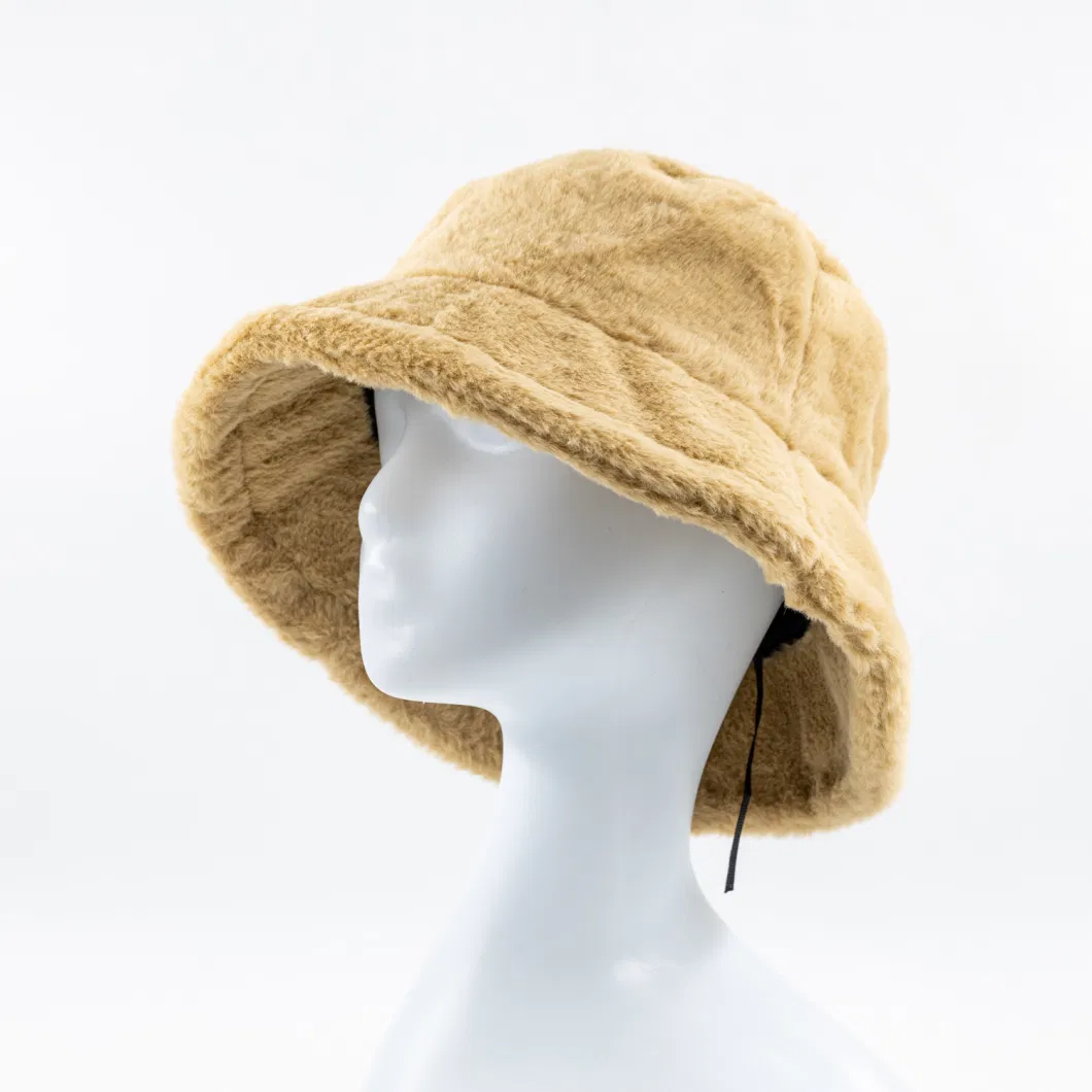 Imitation Rabbit Fur Soft Handfeel Lady Bucket Hat New Design Fisherman Cap