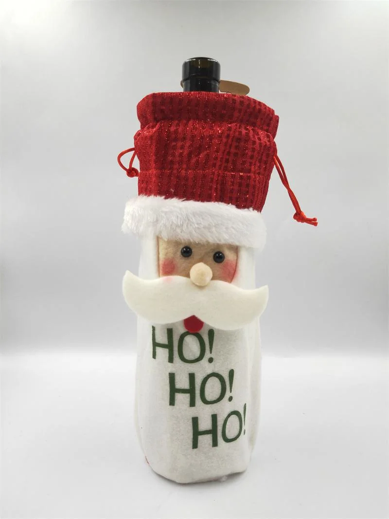 New Christmas Beer Bottle Cover Ornament Supplies High-Grade Knit Small Sweater Hat Santa Wine Bottle Bag Table Dress-up Decoration