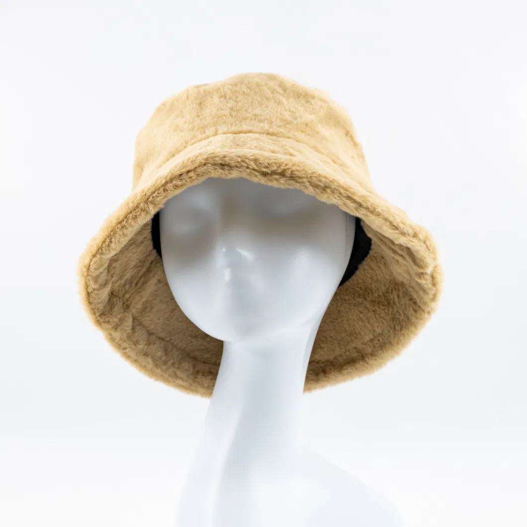 Imitation Rabbit Fur Soft Handfeel Lady Bucket Hat New Design Fisherman Cap
