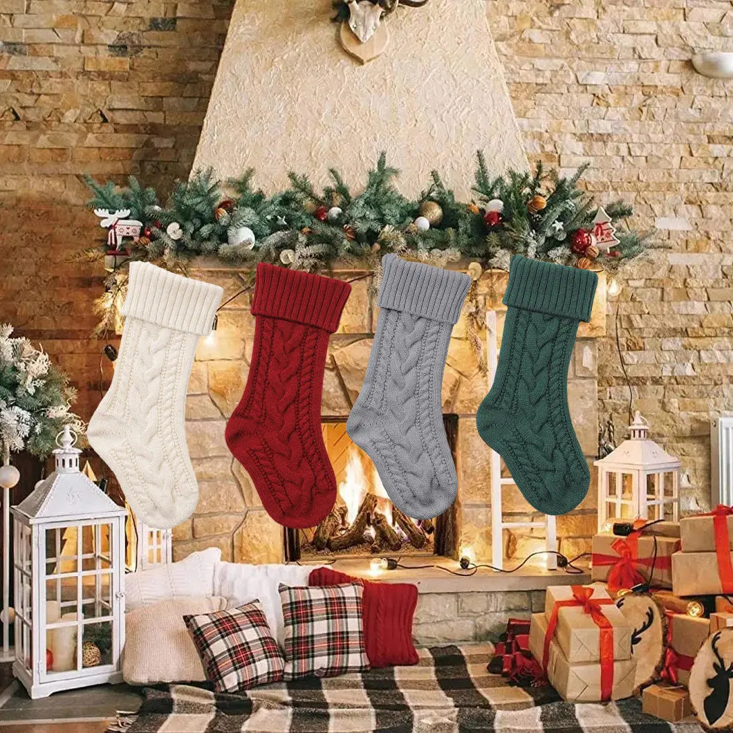 Large Classic Personalized Family Party Knitted Christmas Hanging Stockings Decoration