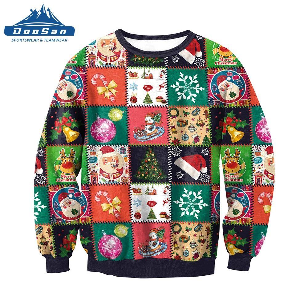 Hot Sale Customize Christmas Family Wear Christmas-Box Sweater Christmas Round Neck Sweatshirt Sublimation Custom Festival Sweater for The Youth Crowd