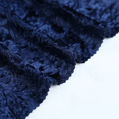 Camisa elástica de punto azul de alta calidad, decoración de tela de terciopelo de Corea